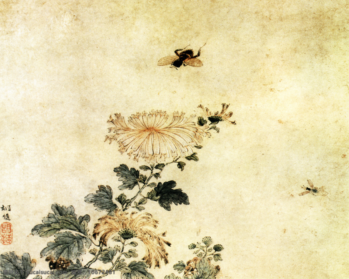 花鸟图 花鸟画 中国 古画 中国古画 设计素材 花鸟名画 古典藏画 书画美术 黄色