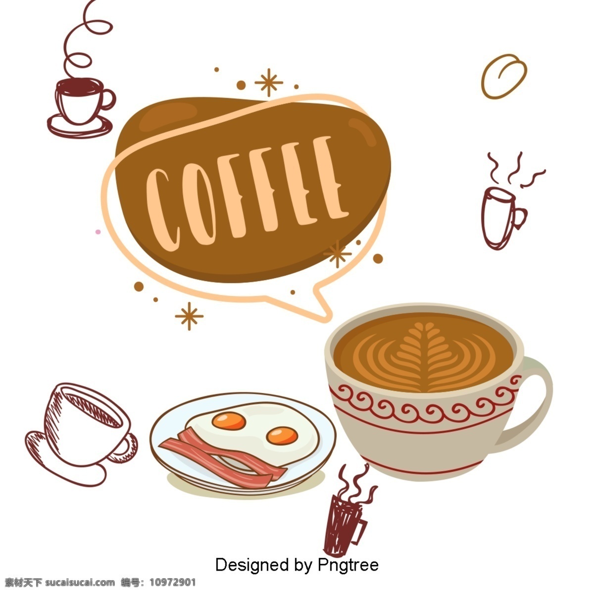 漂亮 的卡 通 可爱 手绘 咖啡 食品饮料 甜点 审美 卡通 创意 美味 咖啡杯 饮料 休闲