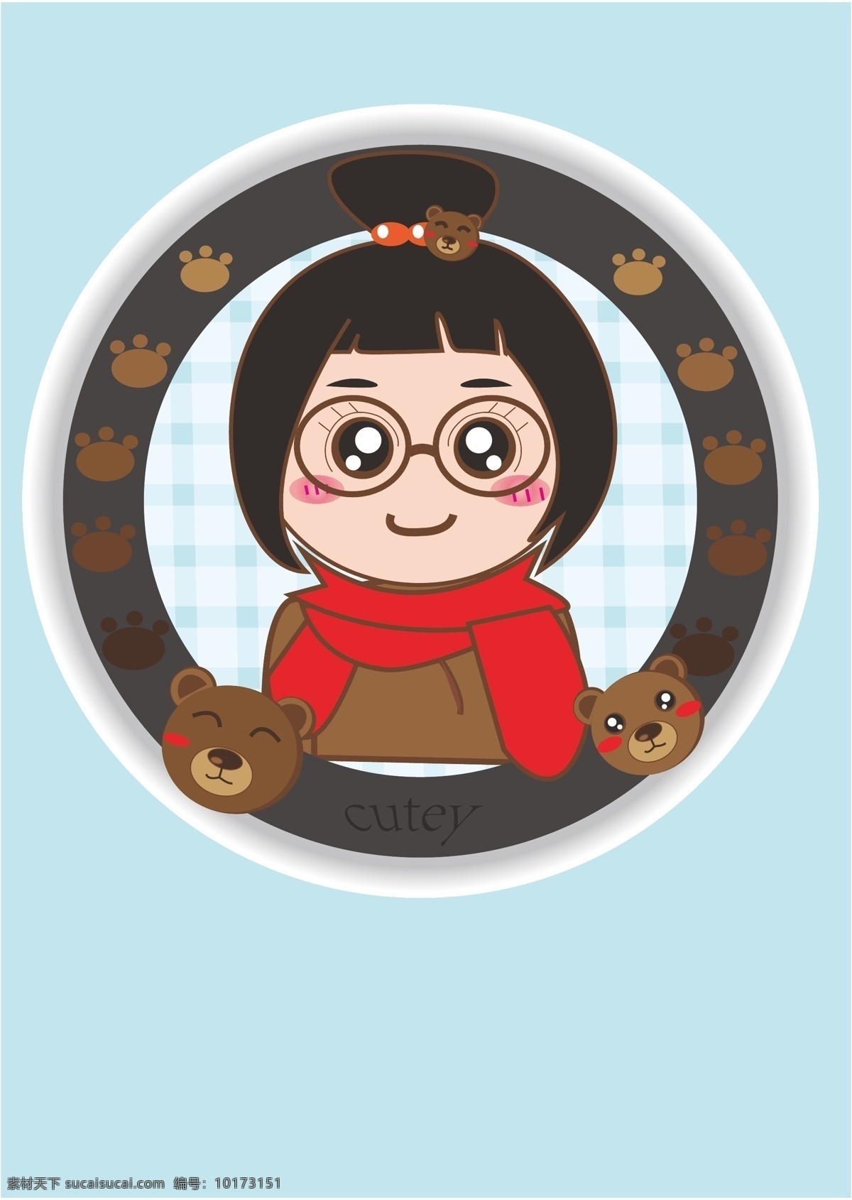 小女孩 戴 眼镜 女孩 扎 丸子 头 围巾