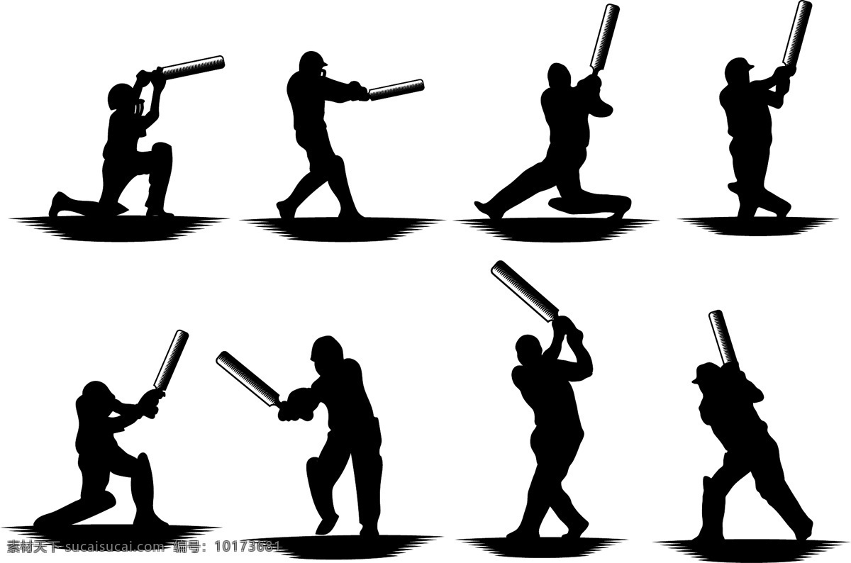黑白 剪影 棒球 运动员 图案 元素 棒球运动 奥运会 打棒球 棒球人物 黑白剪影人物