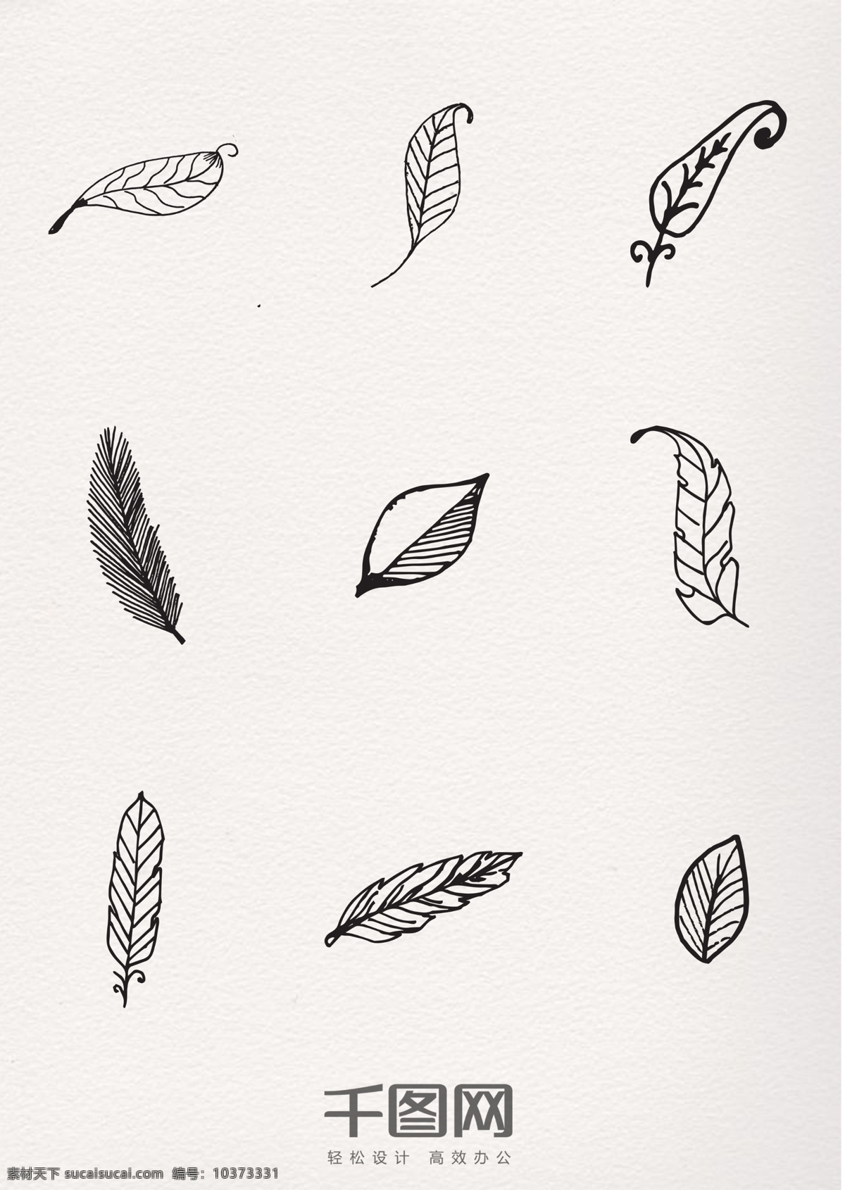 树叶 简 笔画 黑白植物 简约风 卡通草 卡通单片树叶 手绘植物 植物