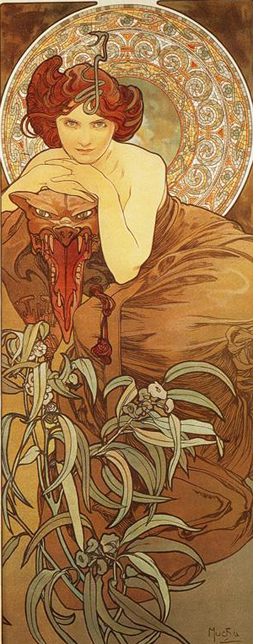 位图 插画师 alphonse mucha 免费素材 面料图库 服装图案 棕色