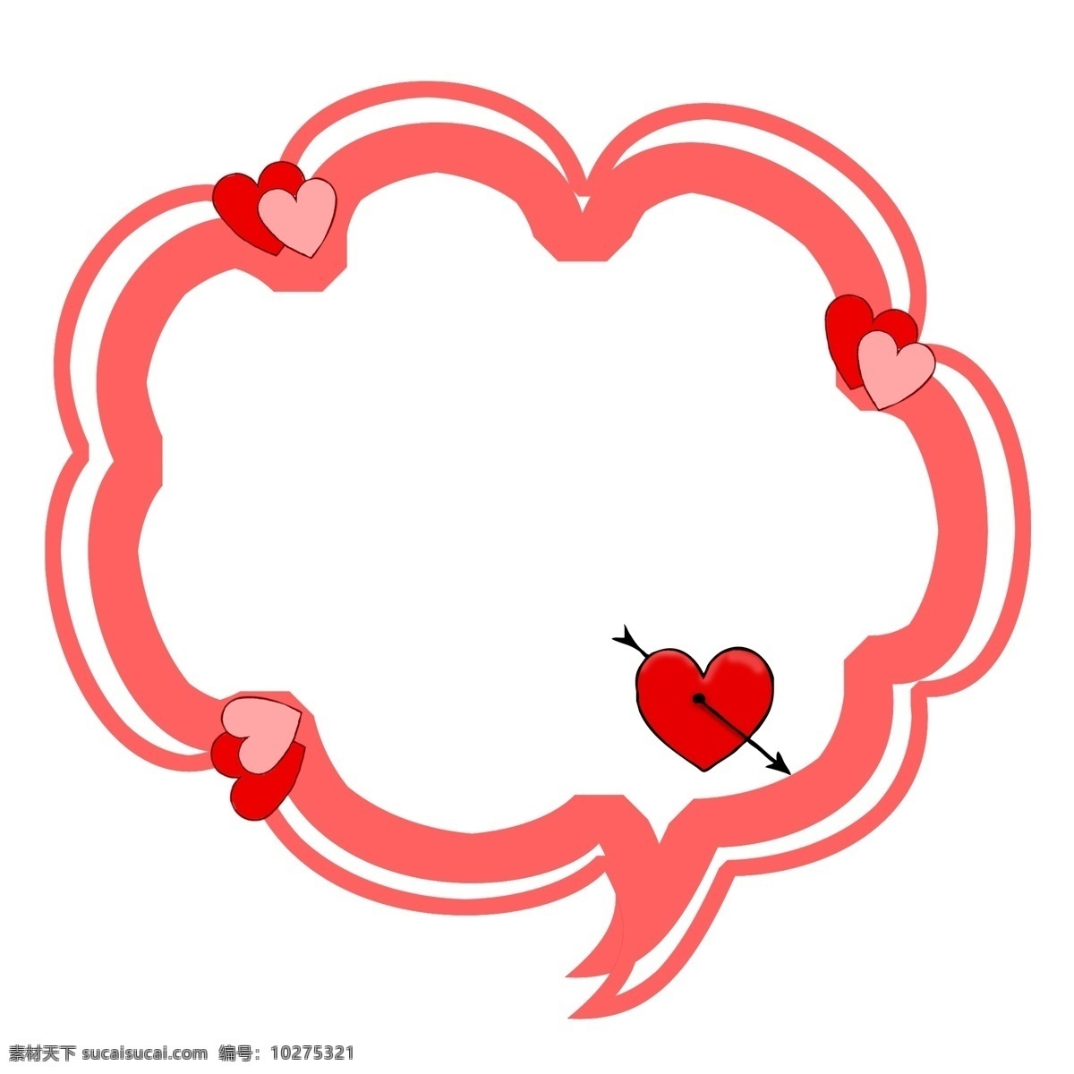情人节 浪漫 边框 对话框 爱心 可爱 卡通 粉色 红色 分层 矢量 免抠 透明底 无背景
