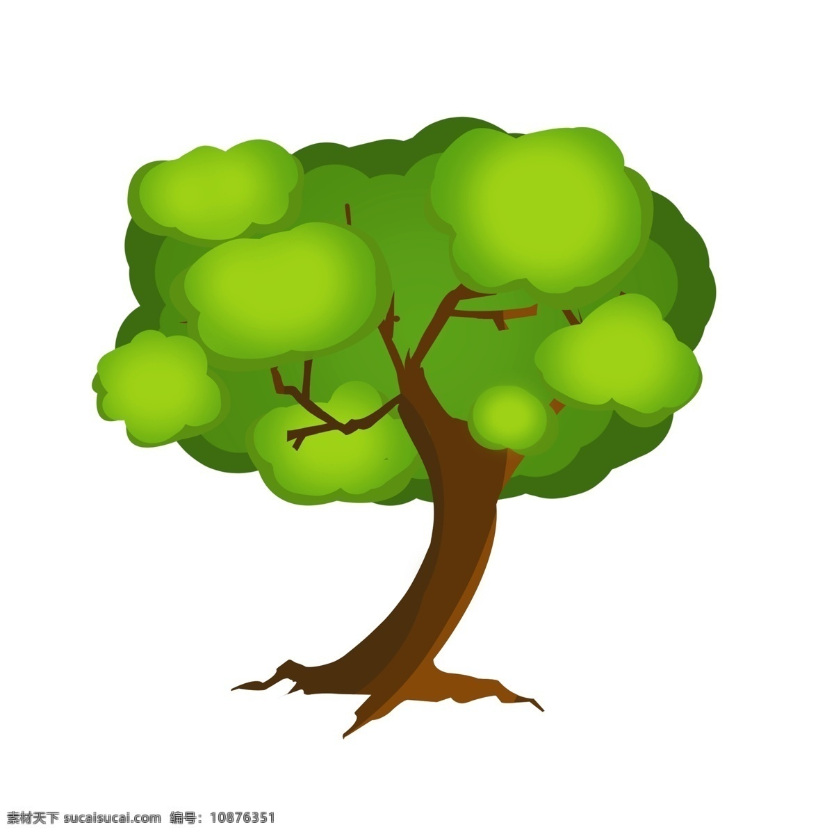 卡通 春天 常绿 大树 常绿大树 绿色的树木 长青 成长 植物 树木 绿化 环境 公园 绿植 植树节