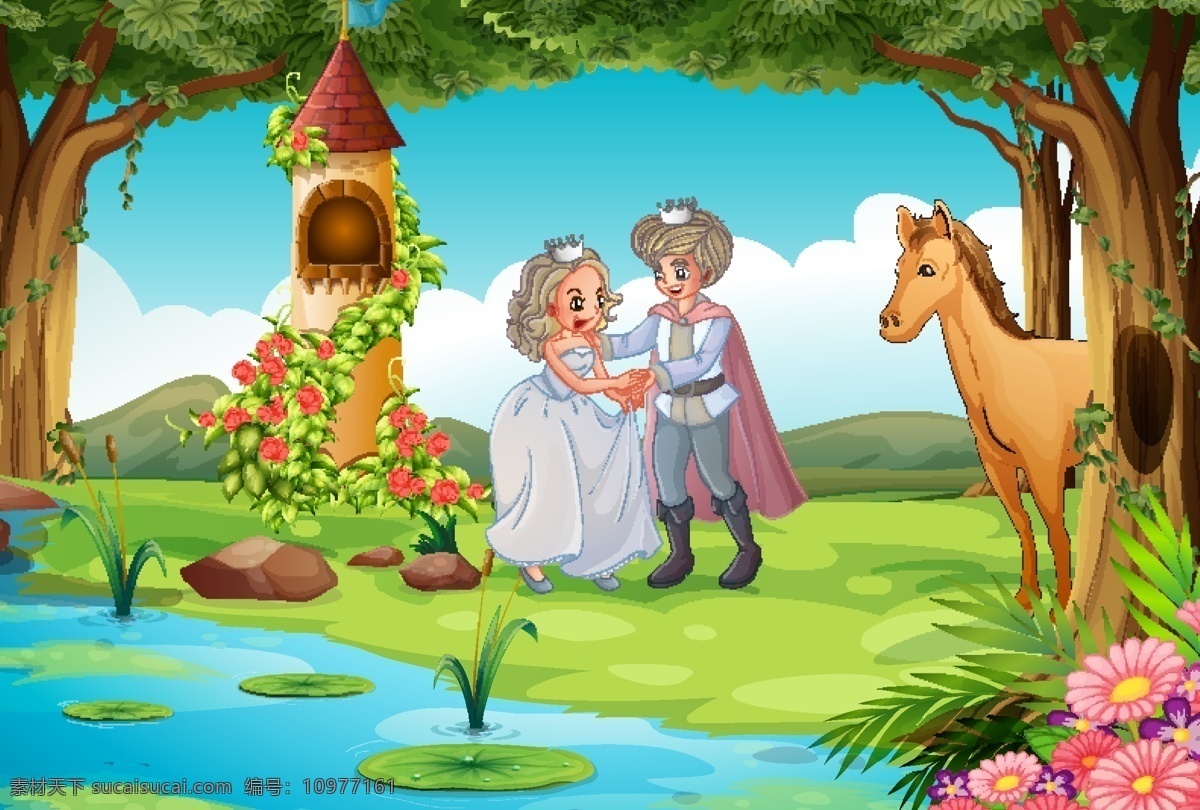 童话故事插画 迪士尼 公主 仙女 王子与公主 童话王子 人物 童话 中世纪 王子 皇家 城堡 王国 幻想 传说 历史 卡通儿童 卡通设计