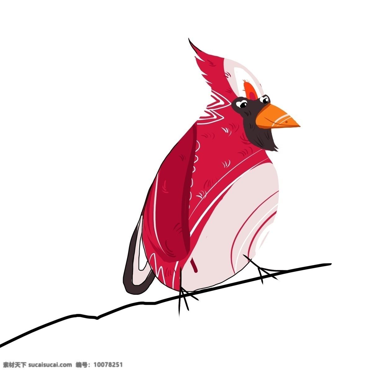 卡通 手绘 站 枝头 上 小鸟 插画 动物