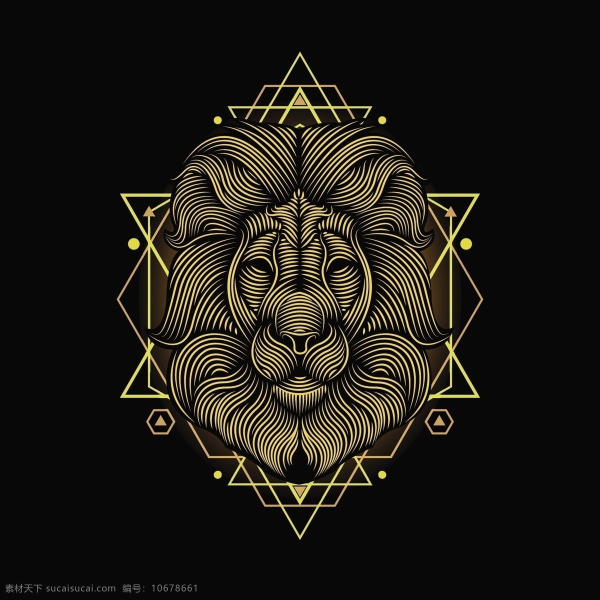 矢量 金色 线条 狮子王 矢量狮子王 金色线条狮子 狮子头 狮子头部 狮子面部 线条绘画 金色狮子 动物logo 狮子logo 帝王logo 图标 标志图标 其他图标