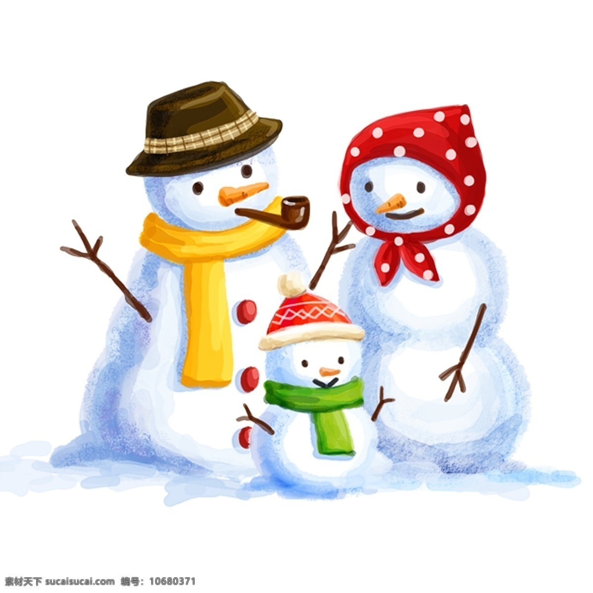 可爱 卡通 冬季 雪人 元素 白色 透明素材 免抠元素