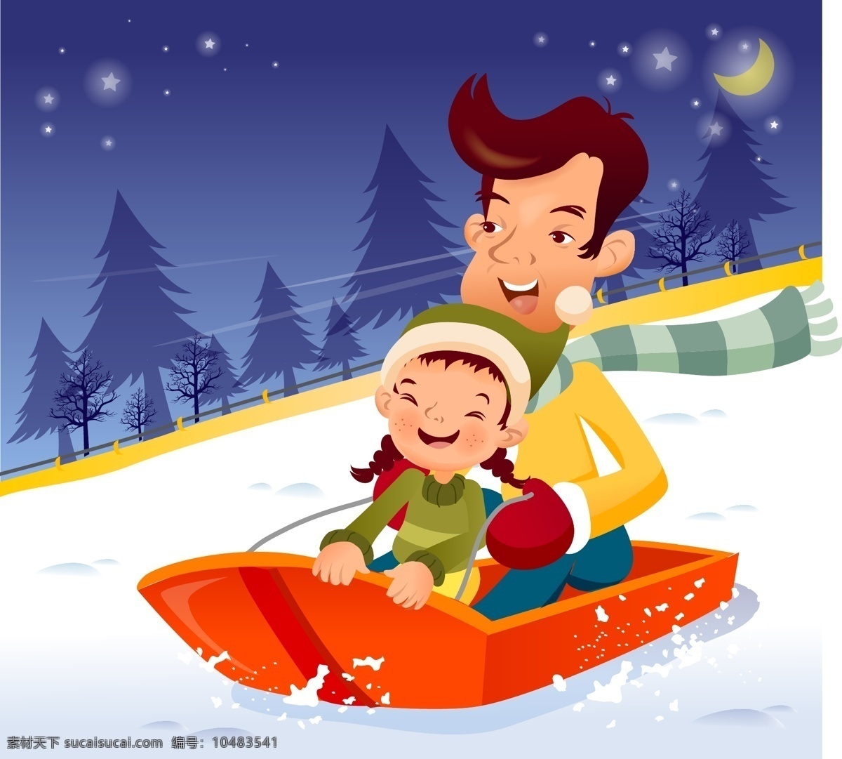 iclickart 卡通 家庭 插画 矢量 滑雪 可爱 性格 矢量图 矢量人物