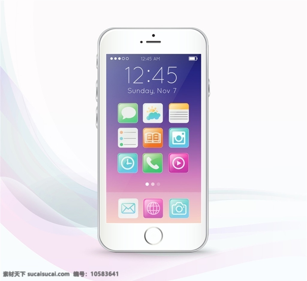 白色 手机 矢量 壁纸 曲线 电子产品 手机界面 应用程序 iphone 矢量图