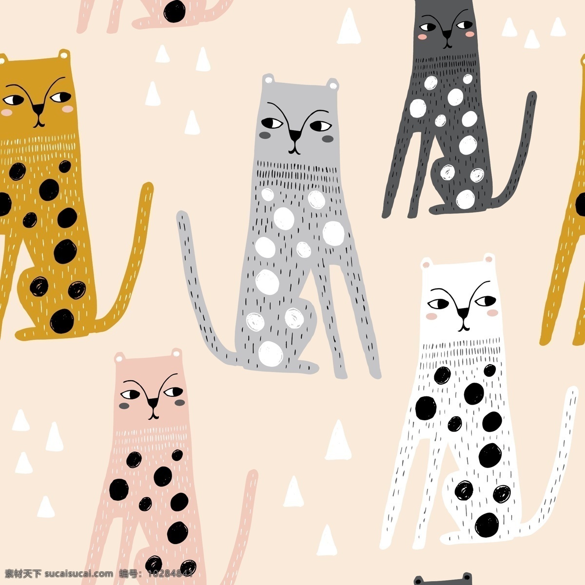 卡通 可爱 动物 猫 狗 插画 手绘 猫狗 图案 产品背景 元素 ai矢量 呆萌 小动物 涂鸦 绘画 宠物 动漫动画