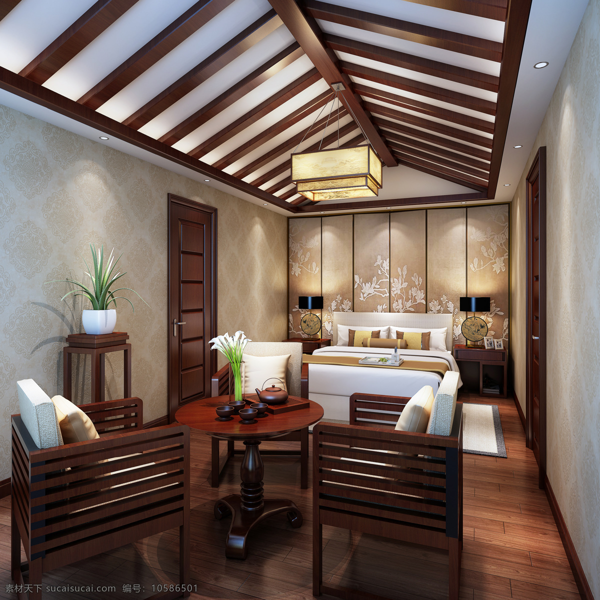 中式 清亮 古雅 卧室 室内 木制 茶几 室内装修 图 客厅装修 木制地板 木制家具 白色抱枕