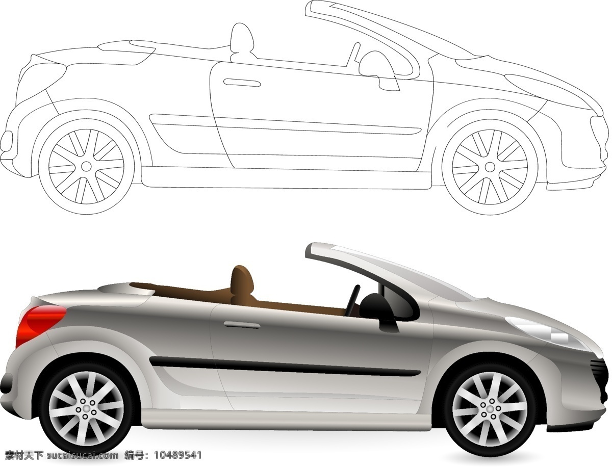 跑车 矢量图 轿车 手绘 敞篷跑车 其他矢量图
