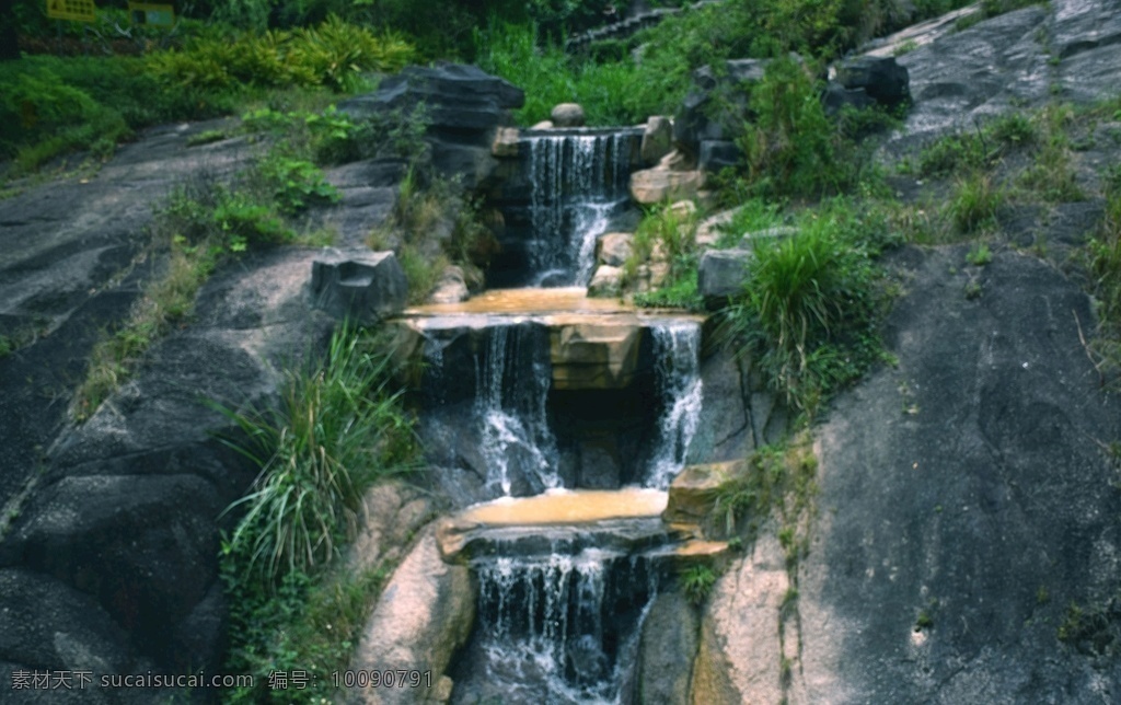 小溪 瀑布 石壁 风景 春意 春天 绿色植物 石头 水流 中国风景 小瀑布 南方 江南 自然景观 山水风景