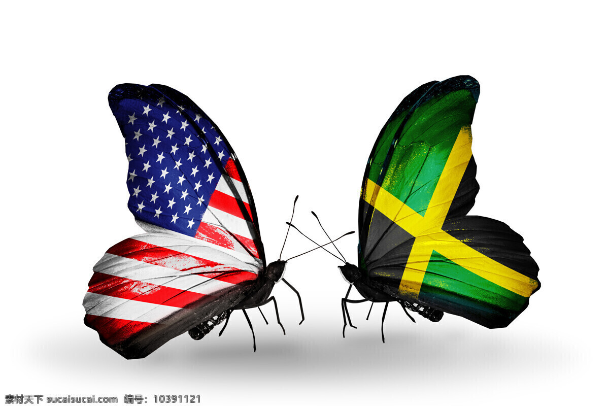美国 牙买加 国旗 蝴蝶 美国国旗 牙买加国旗 蝴蝶旗帜 国旗图片 生活百科