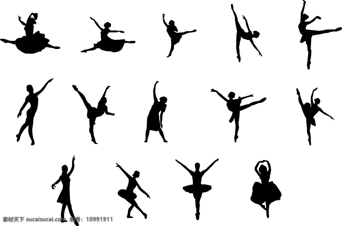 芭蕾舞 人物 动作 剪影 矢量 eps格式 矢量图 其他矢量图
