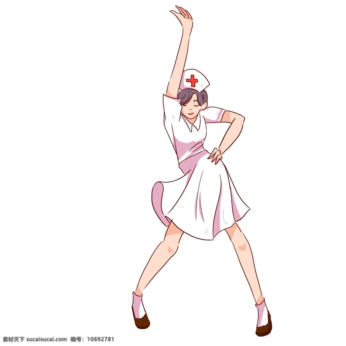 手绘 摆 poss 护士 插画 人物 卡通 摆poss 职业 女孩 性感