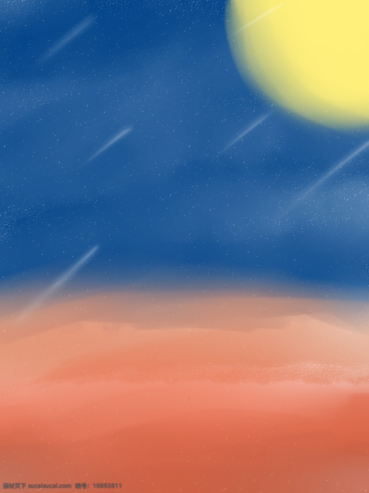 原创 夜晚 月亮 流星 背景 手绘 明月