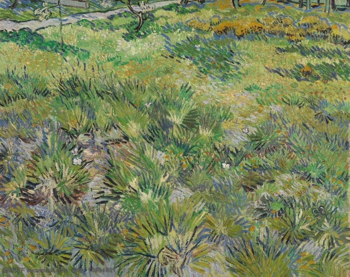 butterflies 风景 建筑 田园 植物 水景 印象 画派 写实主义 油画 装饰画 with grass long gogh van vincent 装饰素材