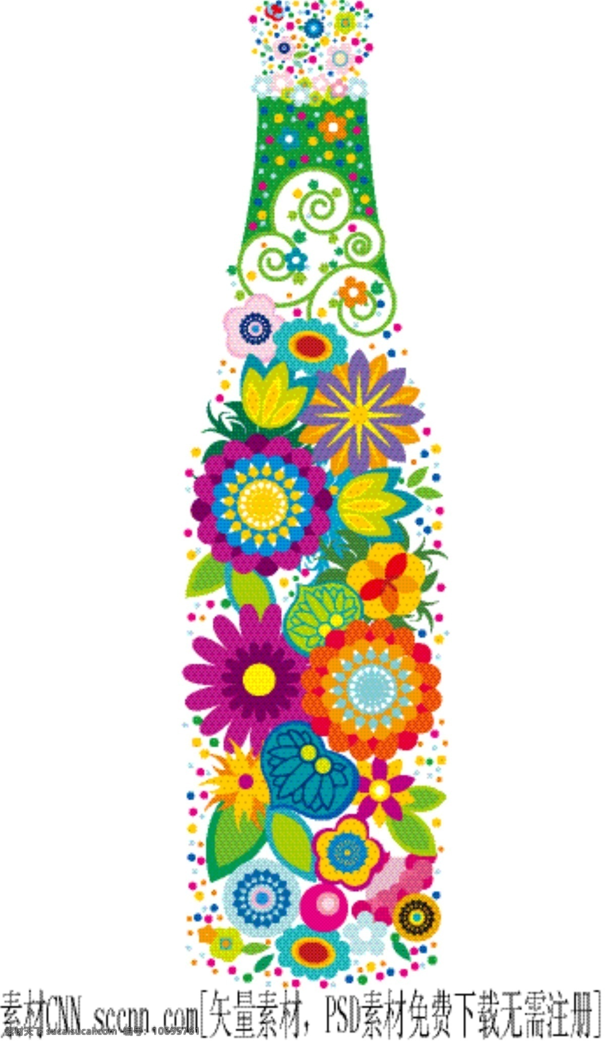 矢量 彩绘 花纹 创意 瓶子 彩绘花纹 创意瓶子 花朵 画稿 瓶子造型 矢量图 其他矢量图