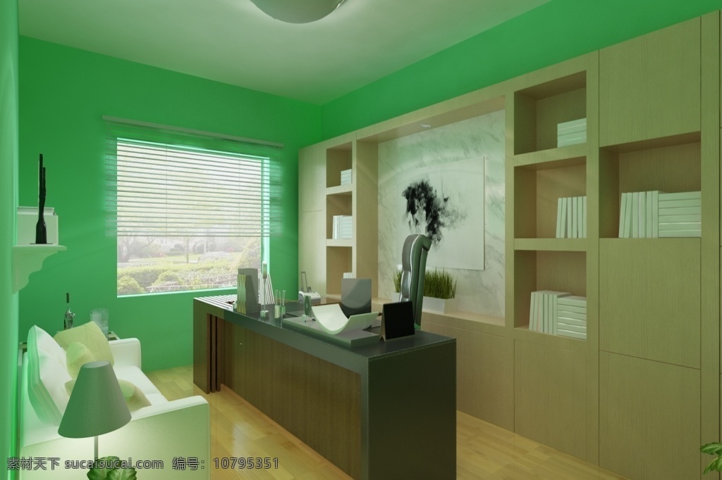 简约家装书房 简约 书房设计 室内设计 绿色家装 3d设计