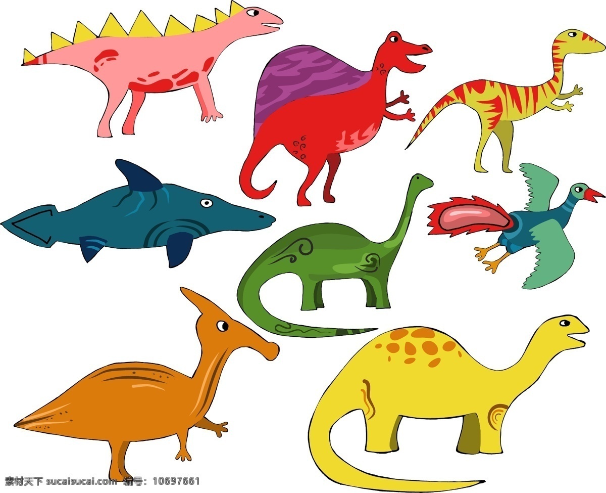 卡通 矢量 恐龙 鸟矢量 鲨鱼矢量 手绘恐龙 矢量恐龙 卡通恐龙 漫画 恐龙合集 远古动物 恐龙素材 恐龙元素 彩色恐龙 卡通设计