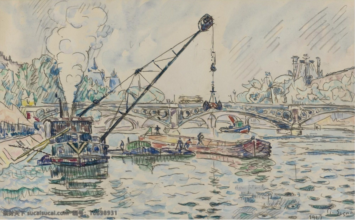 1927 大师 画家 风景画 静物 油画 建筑 装饰画 carrousel of port the signac paul 人物 高清 西方 国外 现代 家居装饰素材