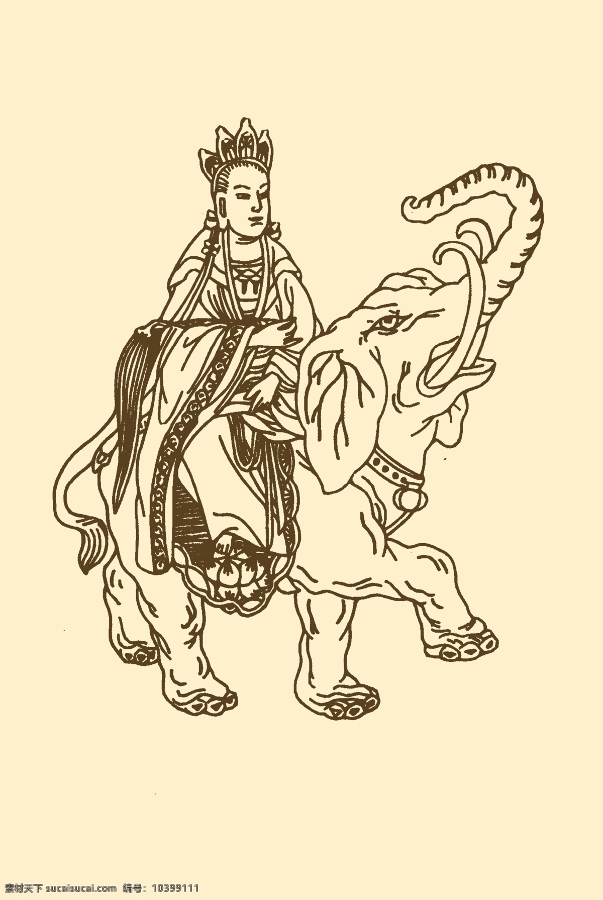 普贤 菩萨 传统人物 传统艺术 人物 图案 神仙 仙人 神话 传说 吉祥 中国元素 底纹 飞天 敦煌 大象 分层 源文件