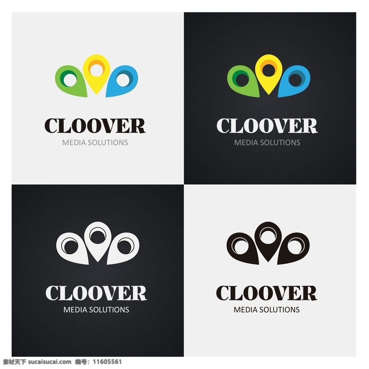 企业logo 企业 logo 标志 标识标志图标 矢量 三 页 草 模板下载 clover 矢量图 白色