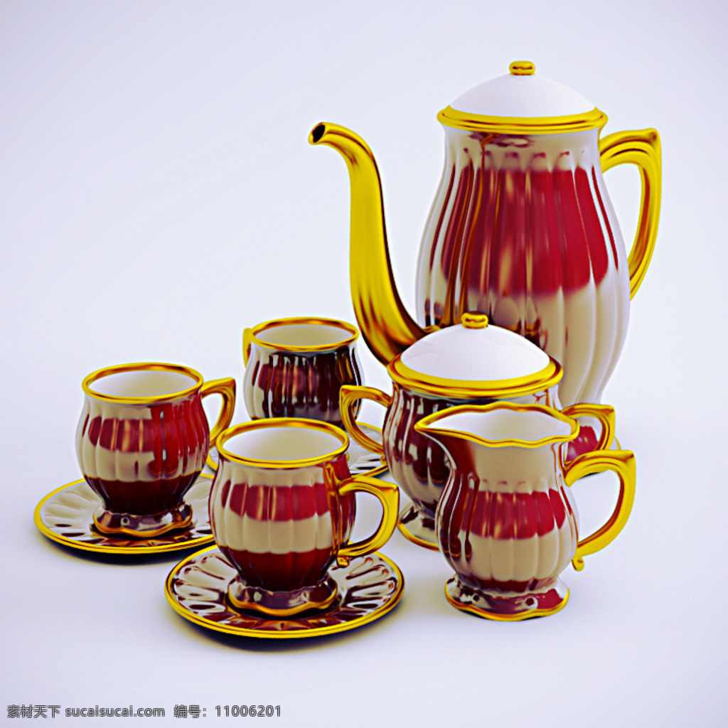 coffee 厨具 咖啡杯 咖啡壶 service cups teapot 厨房餐厅 3d模型素材 厨卫模型