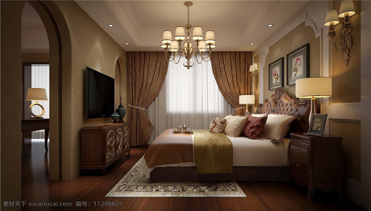 欧式 时尚 卧室 大 床 落地窗 设计图 家居 家居生活 室内设计 装修 室内 家具 装修设计 环境设计 效果图 大床