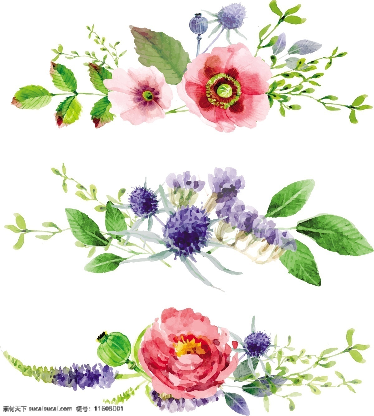 手绘花卉 花朵 鲜花 红花 绿叶 无缝模式 玫瑰花 布纹 花卉插图 插图 壁纸图案 手绘