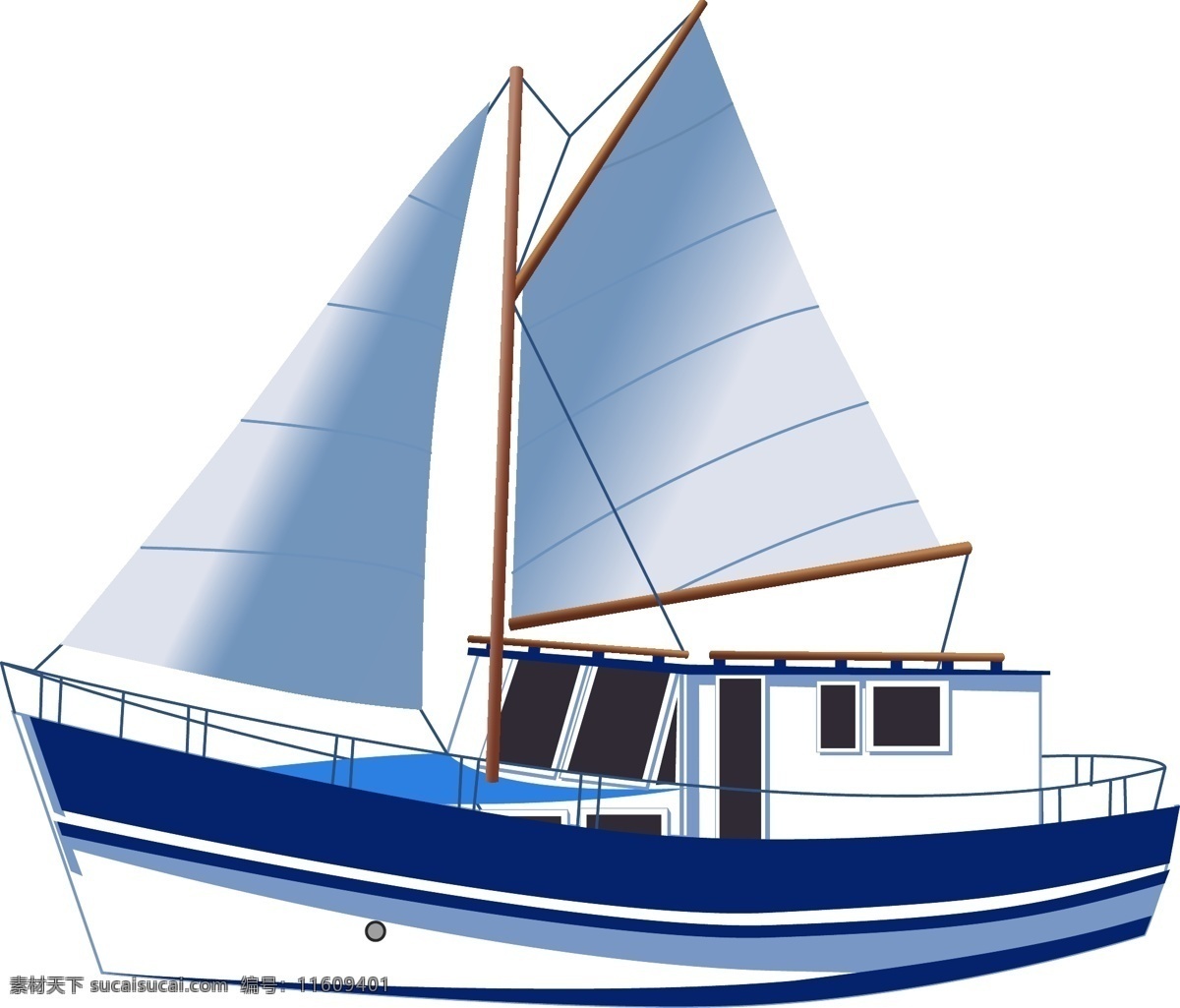 交通工具 蓝白色 帆船 商用 蓝色 游船 出海 白色 海上交通工具