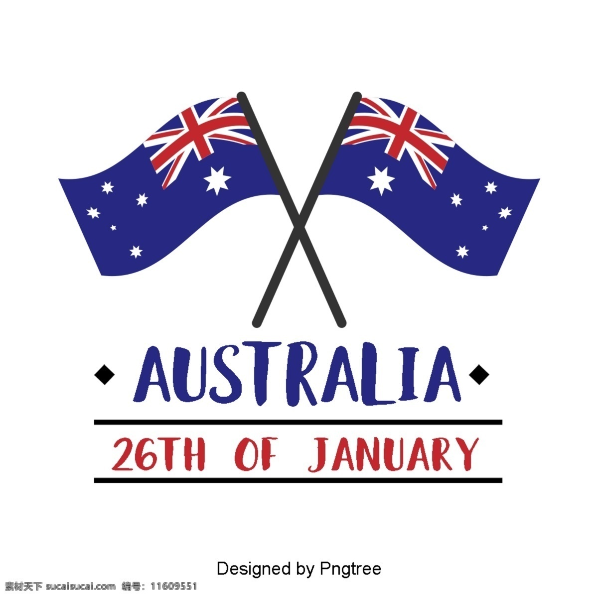 澳大利亚 国旗 旗帜 爱心 爱国 蓝色 红色 星星 字体 澳大利亚日