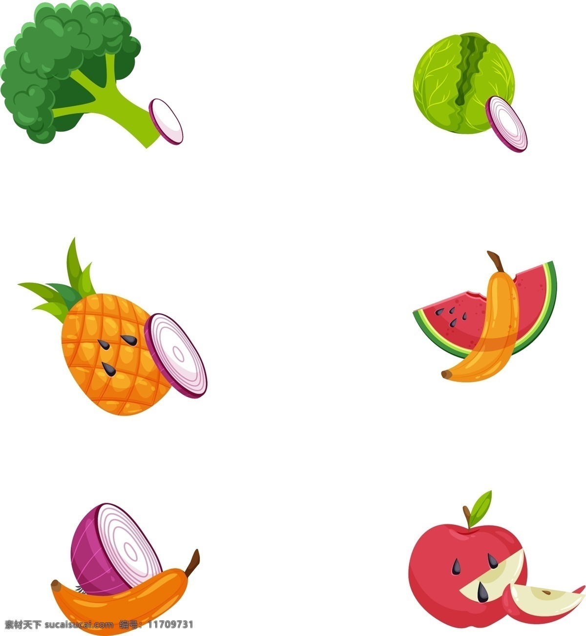 蔬菜 装饰 图案 元素 菠萝 圆葱 香蕉 西瓜