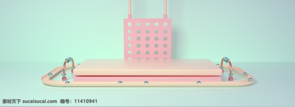 绿色 春季 上 新 简约 大气 电商 海报 立体 背景 板 春季上新 c4d 3d 空间 创意 banner