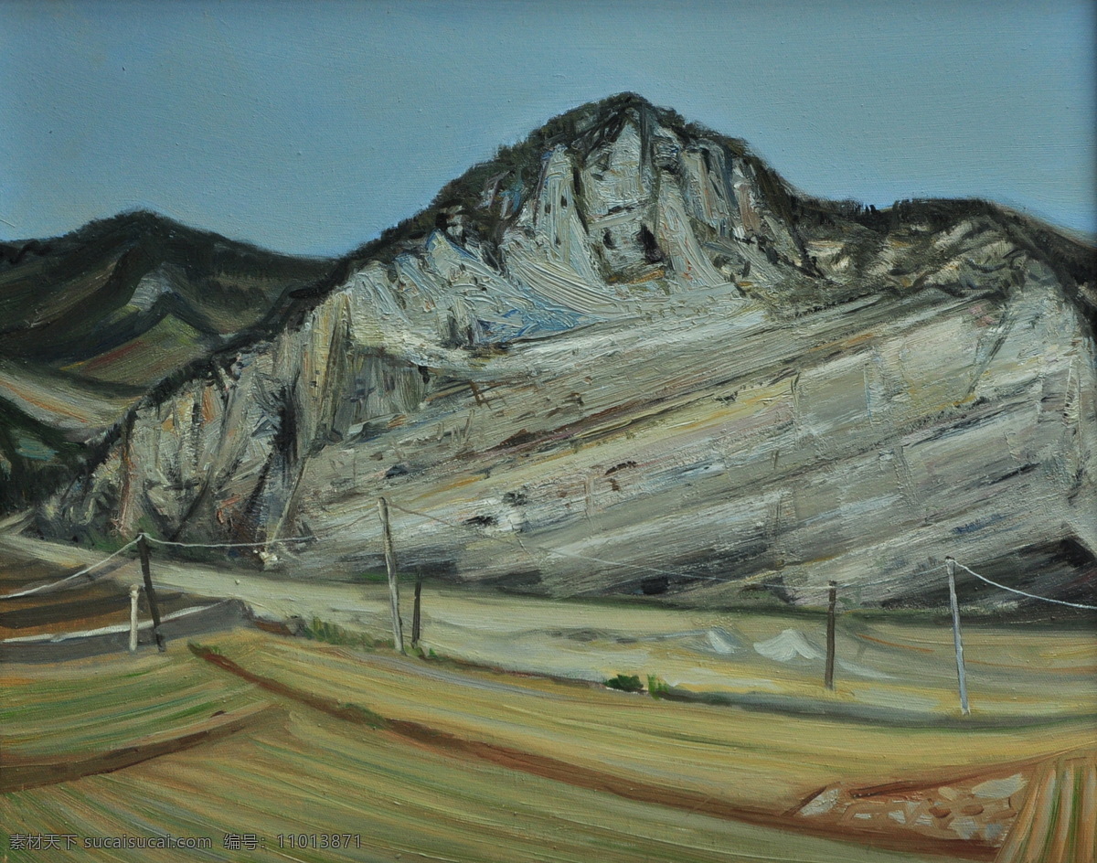 大山 风景 绘画书法 天地 田园 文化艺术 油画 设计素材 模板下载 油画风景 石头山 装饰素材
