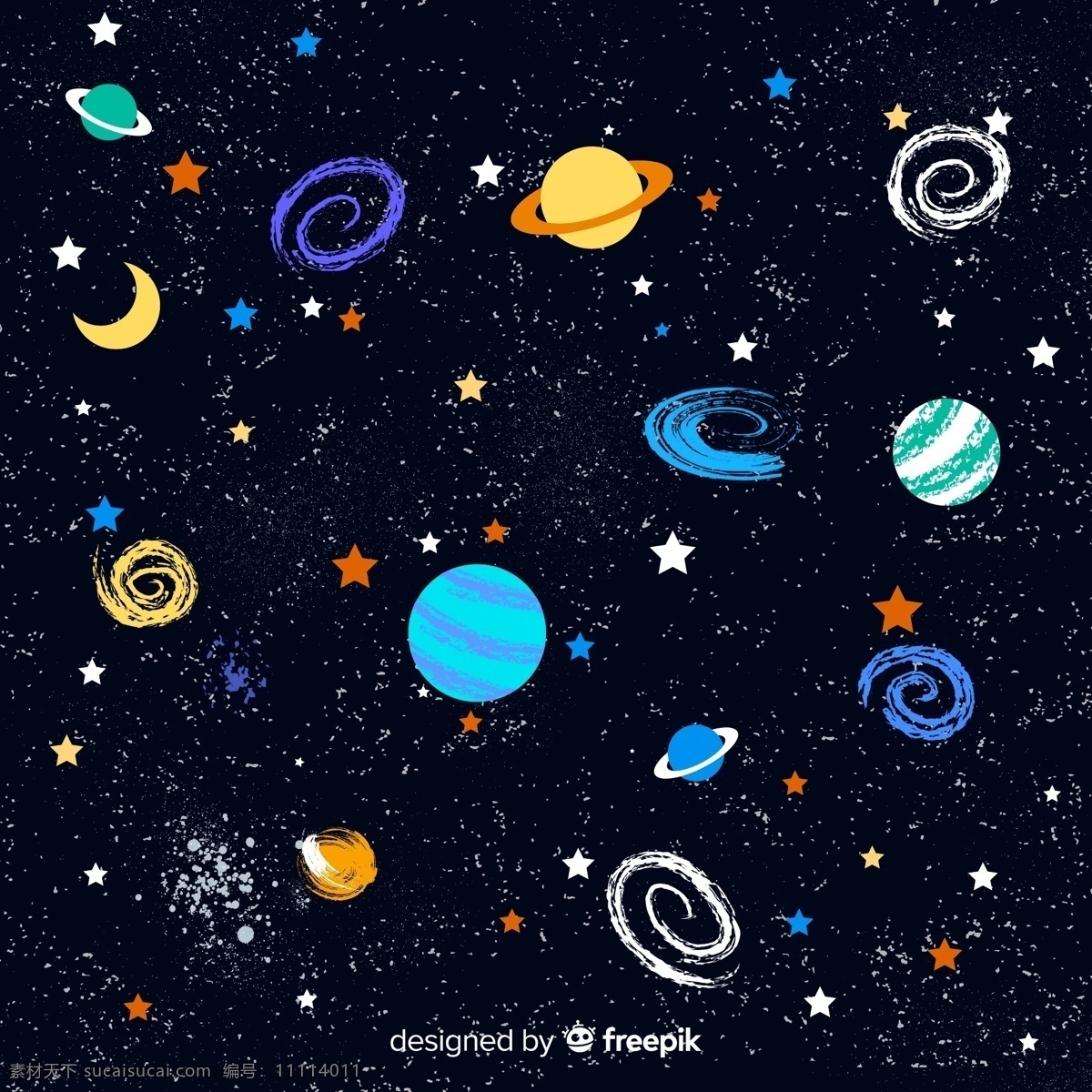 彩色宇宙星球 彩色 星星 月亮 背景 宇宙 土星 星球 水星 银河系 文化艺术 绘画书法