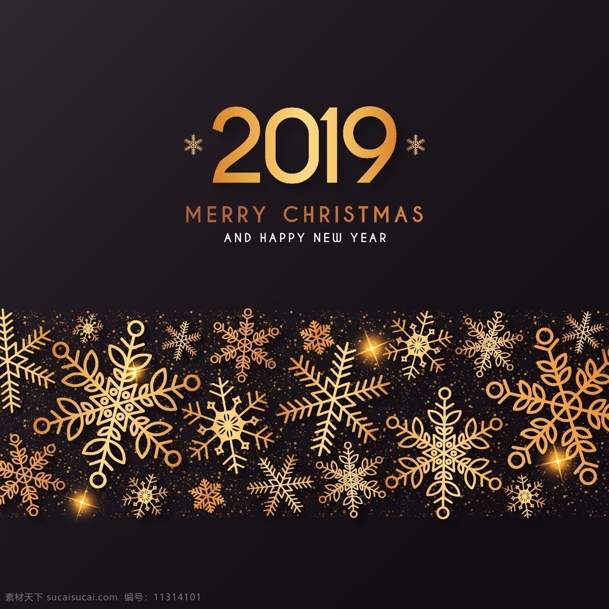 金色 雪花 优雅 圣诞 背景 圣诞背景 新年背景 数字 新年 2019