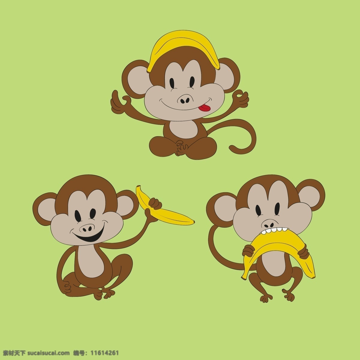 猴带香蕉 猴 带 香蕉 食品 婴儿 动物 性格 猴子 可爱 丛林 热带 搞笑 插图 动物园 野生动物园 野生 漫画 微笑 握住 最新矢量素材