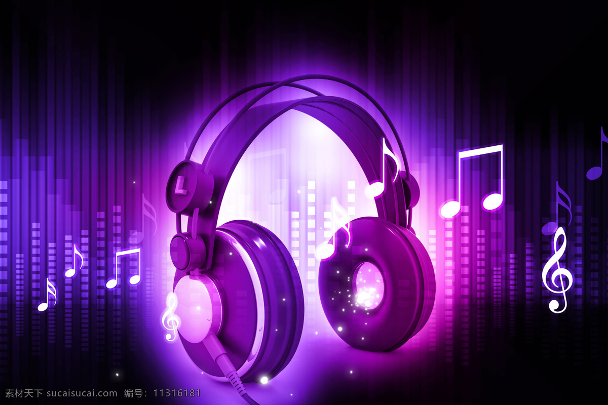 紫色 梦幻 耳机 网络通讯 通讯科技 网络信息科技 梦幻背景 紫色耳机 音符 通讯网络 现代科技