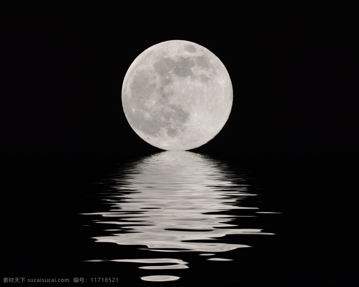 水面倒影月亮 月亮 月亮的夜晚 天空 气氛 大气 神秘 梦 自然 光 月光 黑暗 银河 高清桌面背景 自然景观 自然风景