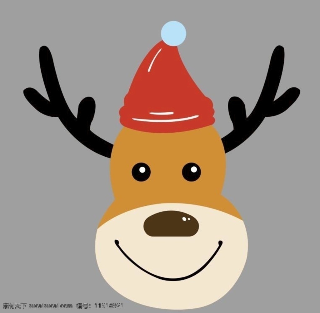 圣诞节图片 圣诞节素材 圣诞帽 麋鹿 鹿角 圣诞卡通人物