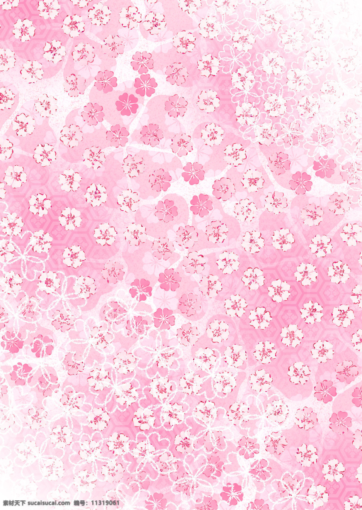 日本 风格 中 色彩 樱花 龟甲纹 粉色浪漫 底纹边框 背景底纹 设计图库