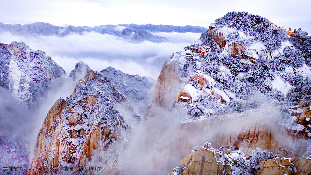 华山雪景 华山 旅游 壮观 雪景 景区 旅游摄影 国内旅游