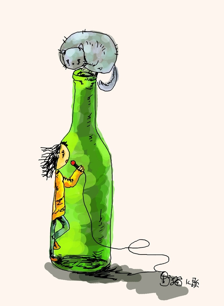 酒瓶 漫画 壁纸 老鼠 唱歌 动漫动画