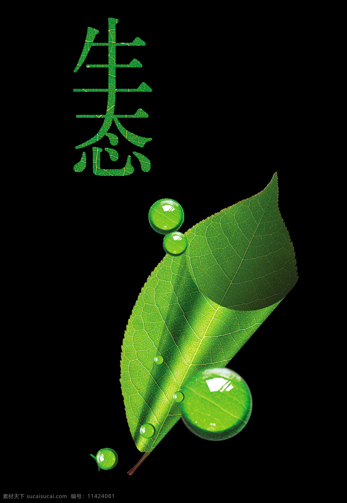 生态 绿色环保 艺术 字 树叶 水滴 广告 促销 生态绿色环保 艺术字 海报 宣传 元素