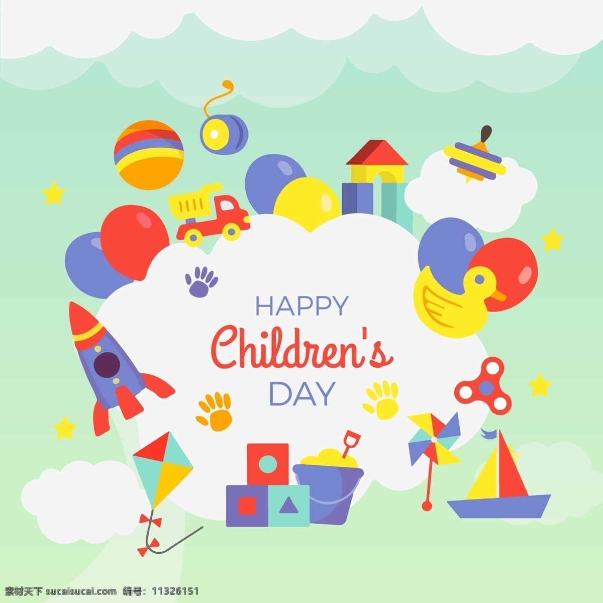 儿童素材 儿童 儿童节快乐 绘画 矢量 六一 火箭 鸭子 气球 船 风筝 祝福卡 贺卡 节庆活动 文化艺术 节日庆祝