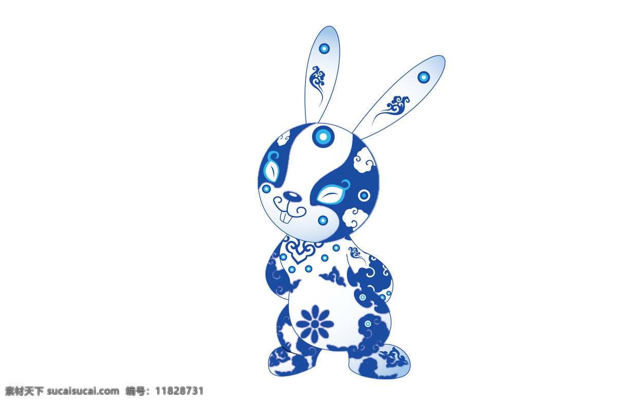 插画 动漫动画 卡通 卡通兔 可爱 漫画 青花 兔 设计素材 模板下载 兔子 兔年 生肖 插画集
