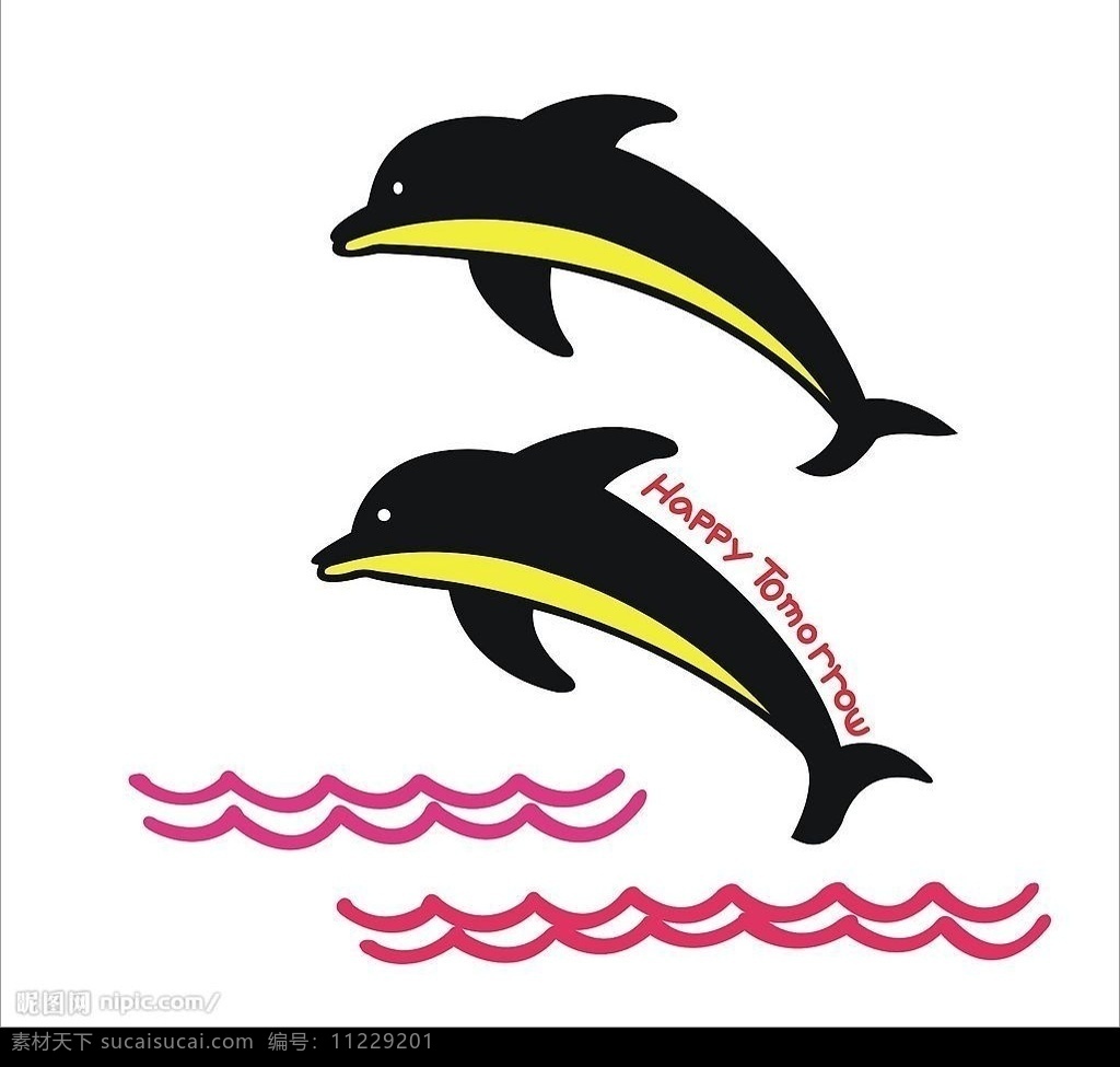 海豚 海水 黑黄色海豚 生物世界 海洋生物 矢量图库 cdr12